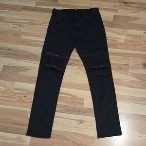 Jordan Craig Aaron Legacy Edition Black Moto Zipper Jeans 32x32 JM3084